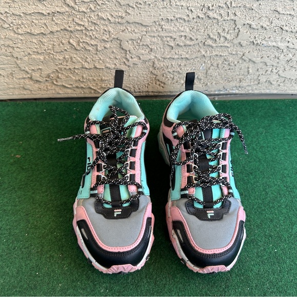 Fila Pink and Teal Chunky Sneakers - Picture 3 of 9